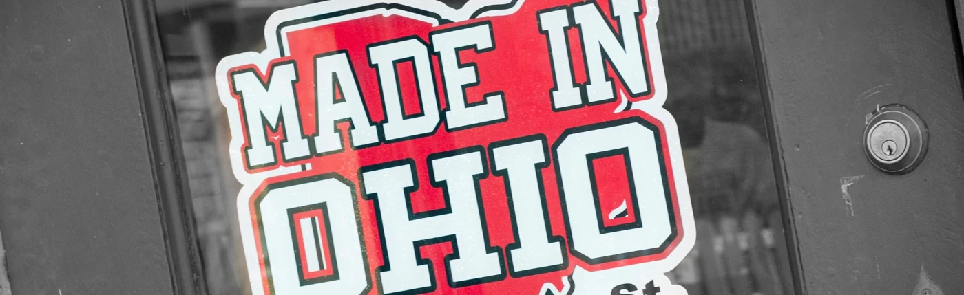 Made In Ohio sign at 1028 Bridge Street, Ashtabula